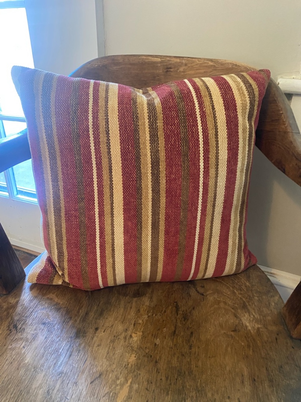 Restoration Hardware Striped Red and Tan Accent Pillow